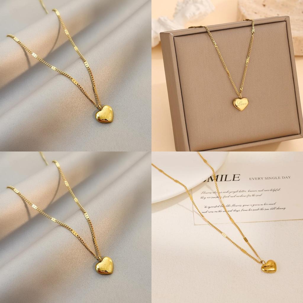 Trendy Titanium Steel Alphabet Pendant Necklace With Heart Shape For Unisex Fashion Accessories