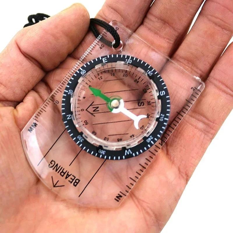 Wilderness Survival Outdoor Equipment Multifunctional Compass   Outdoor Hiking Camping Compass Map Ruler Mini Ruler Hiking Gear