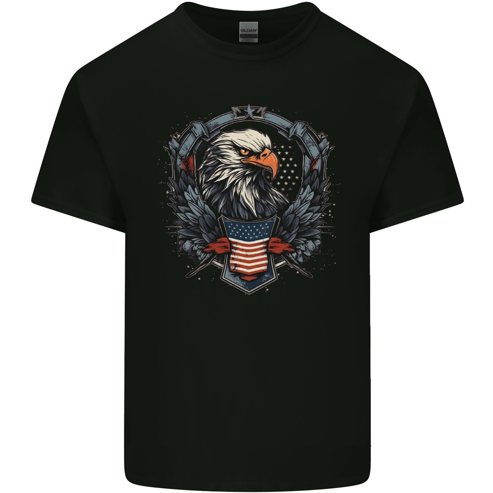 Eagle With USA Flag Shield Unisexs Light Cotton TShirt S