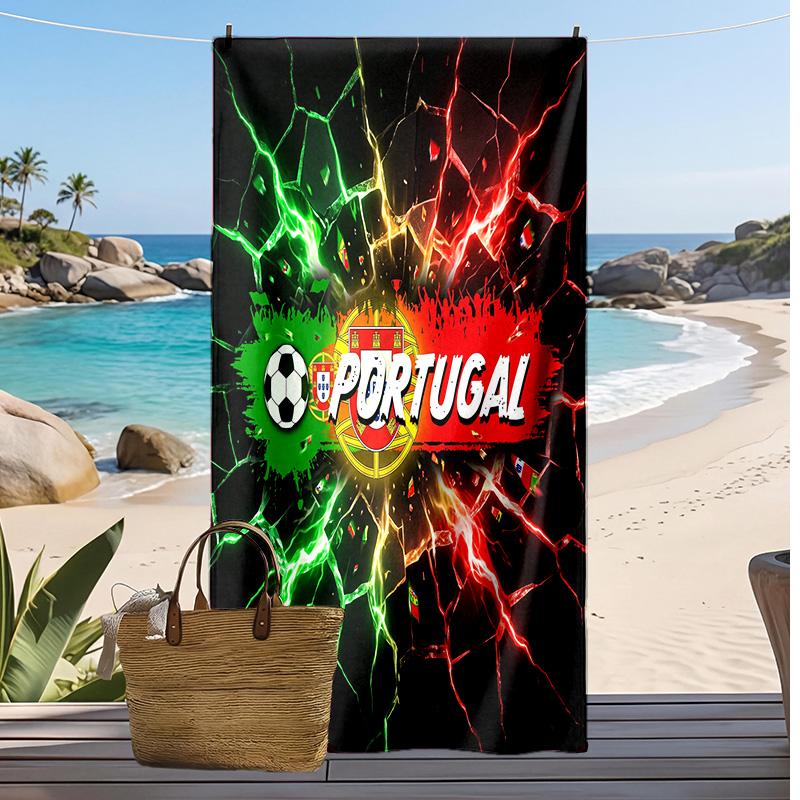 Asciugamano da Spiaggia Stampa Calcio Portogallo Asciugatura Rapida Super Assorbente Morbido Asciugamano da Bagno per Nuoto Spiaggia Viaggio Souvenir Regalo