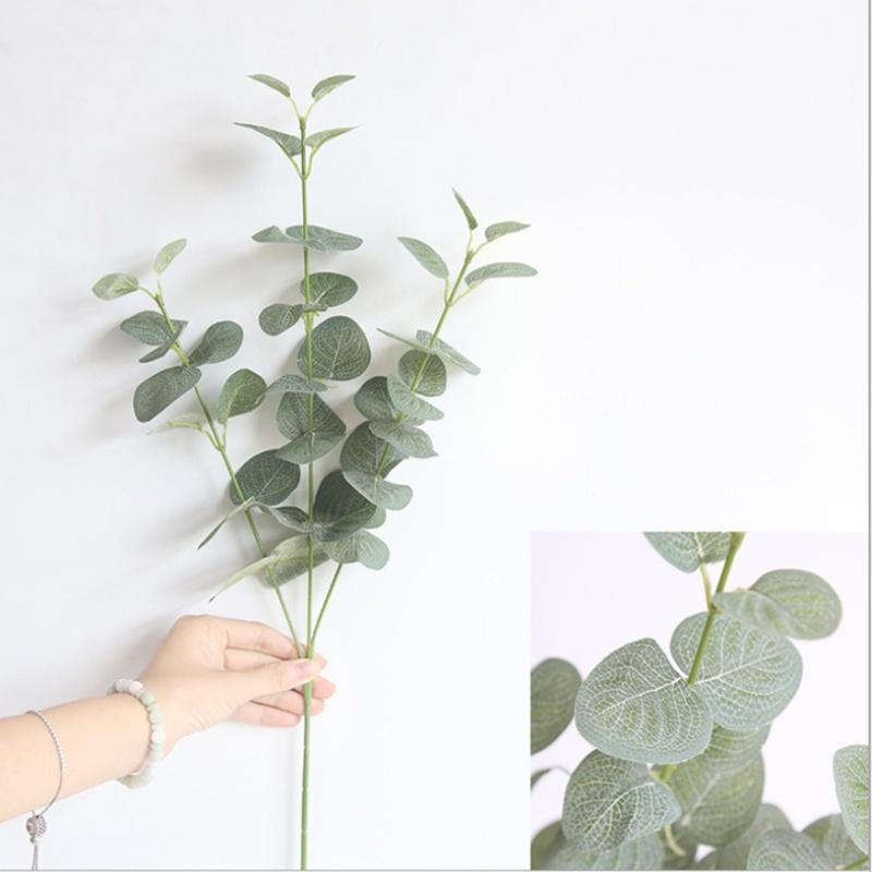 1 Bunch 3 Forks Eucalyptus Leaves Artificial Plants Vases for Home Decor Wedding Brooch Decorative Flowers Scrapbooking Leaf