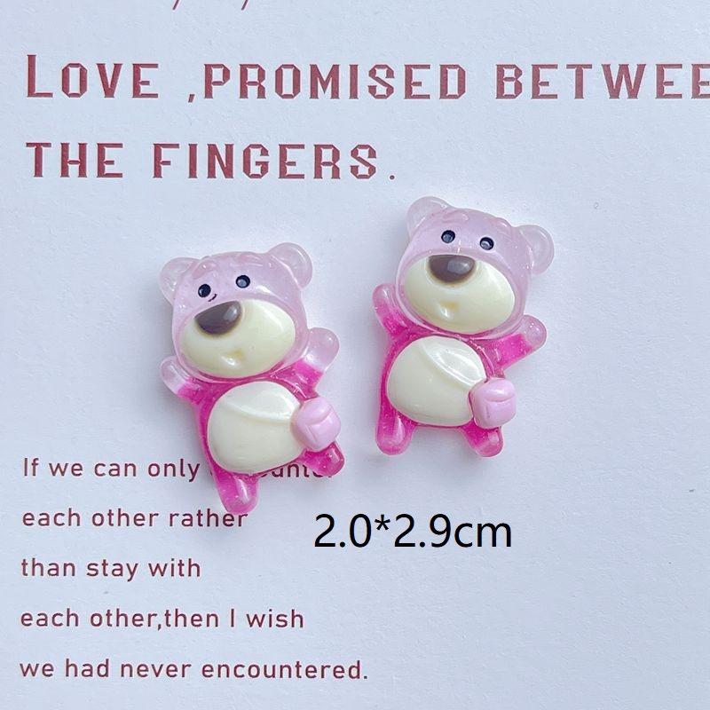 Cute Strawberry Bear Resin Accessories Cream Jelly Diy Phone Case Water Bottle Charm Car Sticker