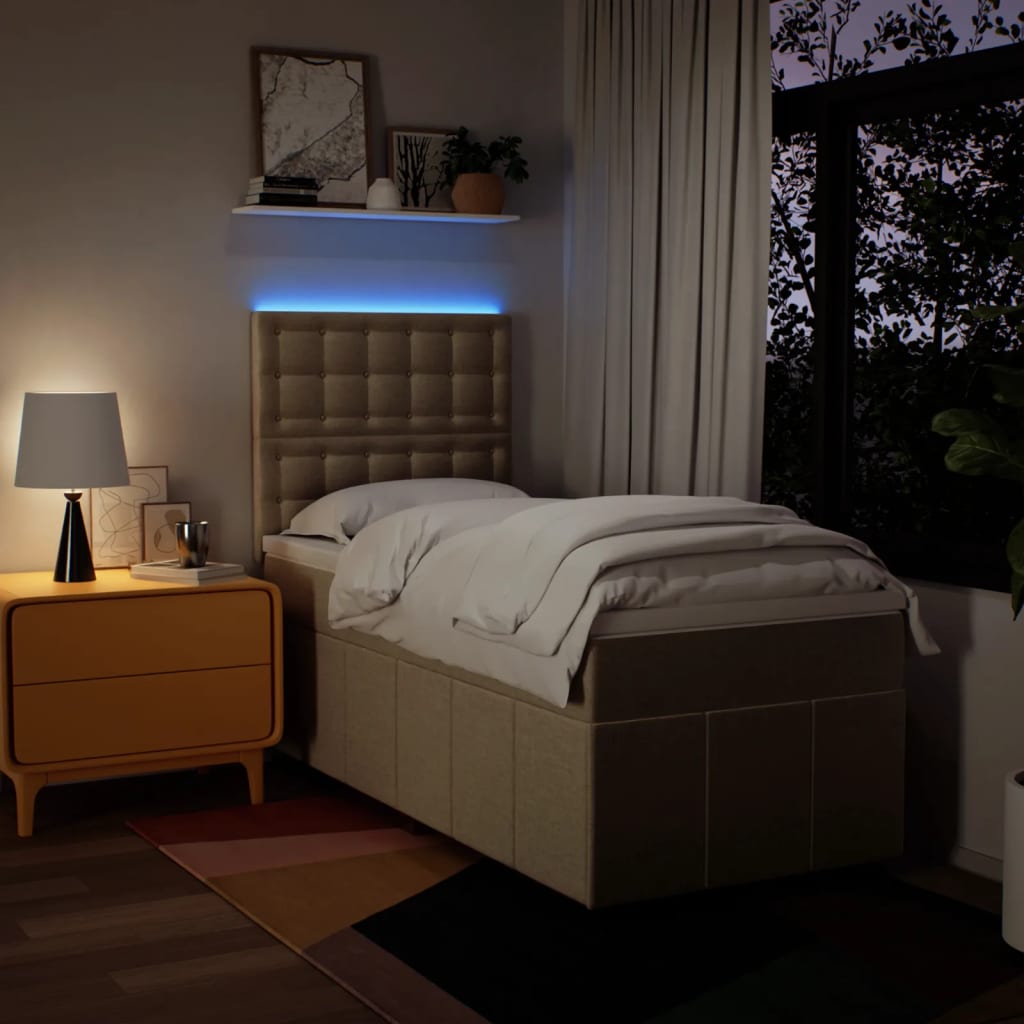 Box Spring Bed with Mattress Cream 80 x 200 cm Fabric