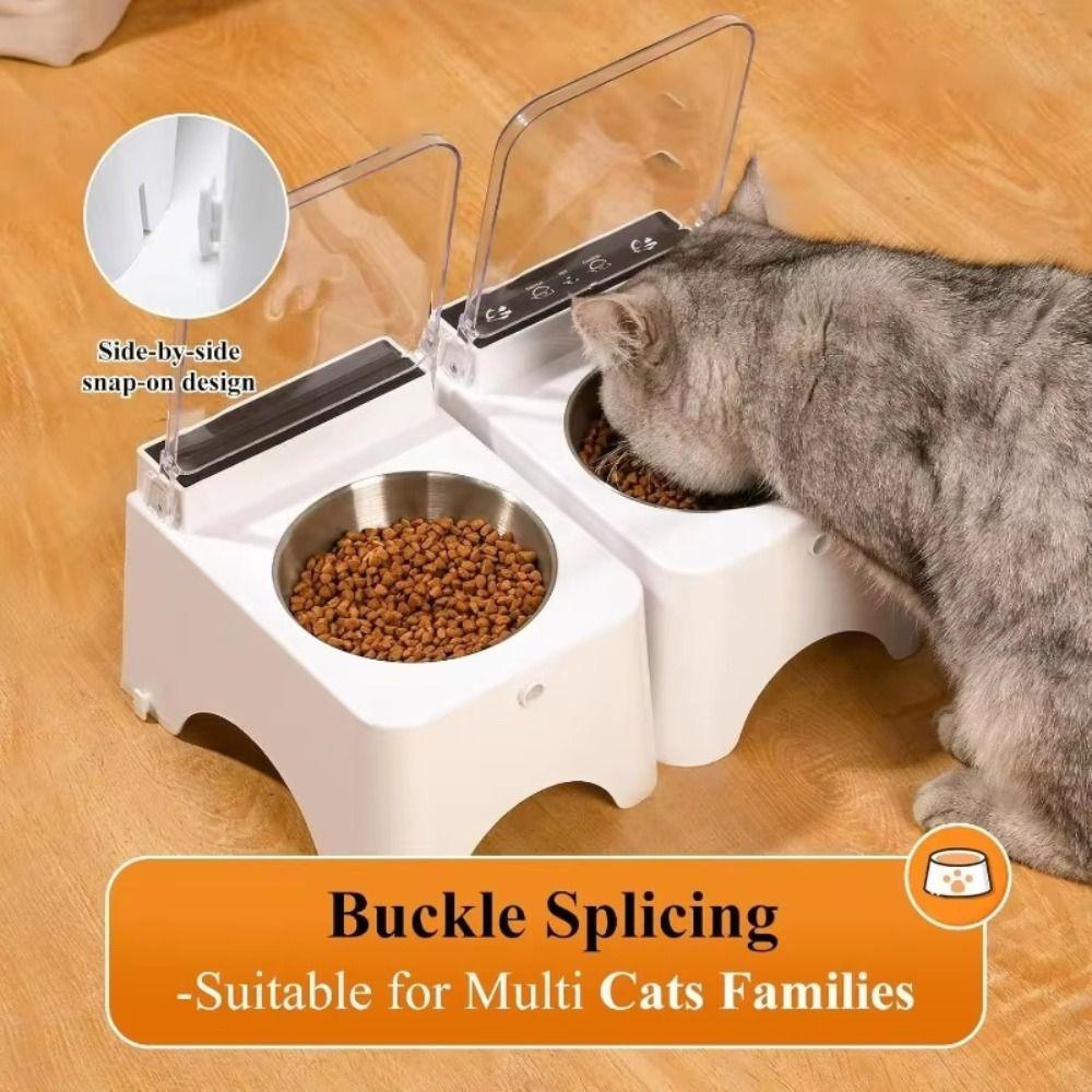 Dust-proof Automatic Cat Food Dispenser Auto Open Cover Infrared Sensor Pet Feeder  for Indoor