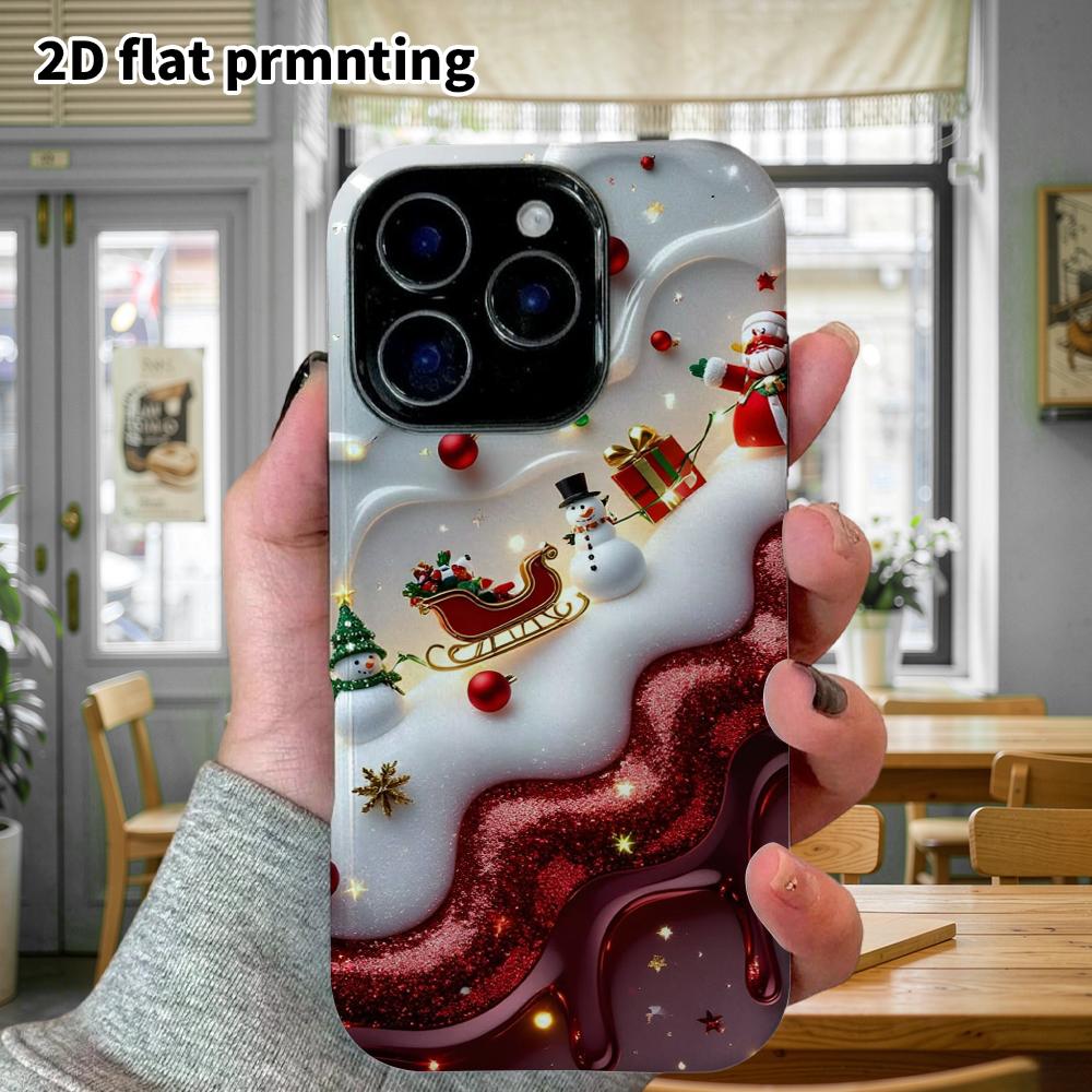 Phone Case: 2D Flat Design Suitable for iPhone 18 17 16 15 14 13 Pro Film Protective Case, Couple Style, Christmas Fluid, Christmas and Halloween Holi