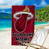 Custom Name Beach Towel Miami-Heat Basketball Art Beach Towel, Soft Microfiber, Gift for Her/Him, Birthday, for Pool, Beach, Travel, Fan gifts