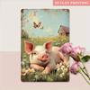 Funny Pig in Meadow Metal Tin Sign Wall Decor 20x30cm