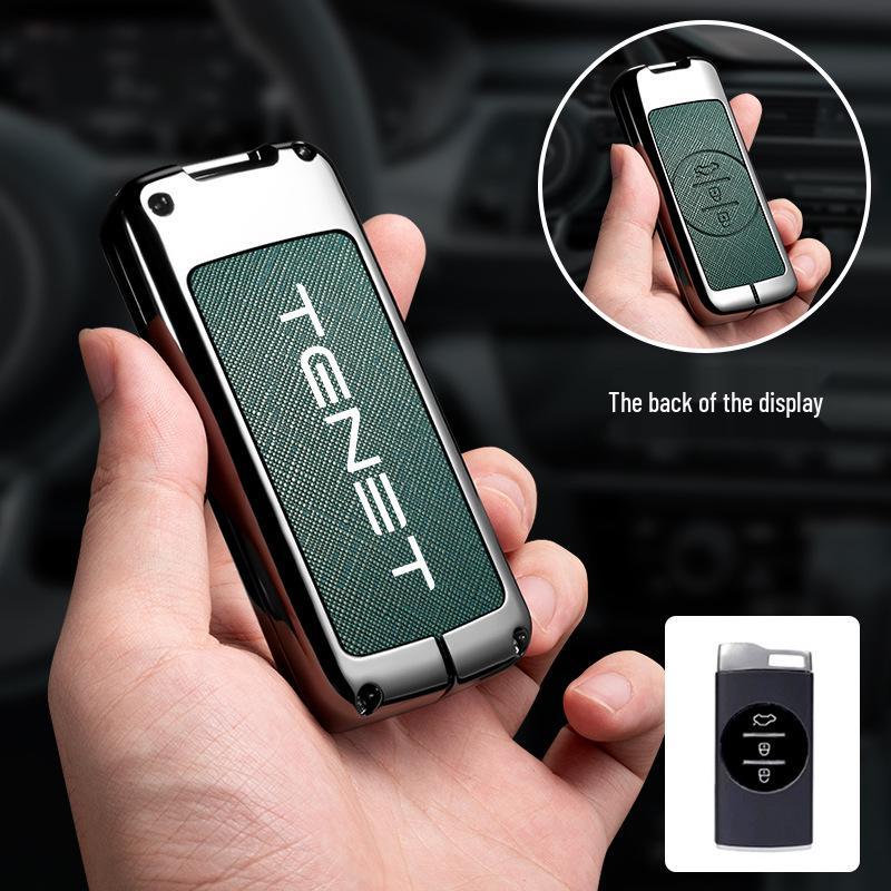 Luxury Drop-proof Anti-lost Key Case for Tenet Tianneng T4, T7, T8, T9 Car Locks - Simple and Stylish Design for Men