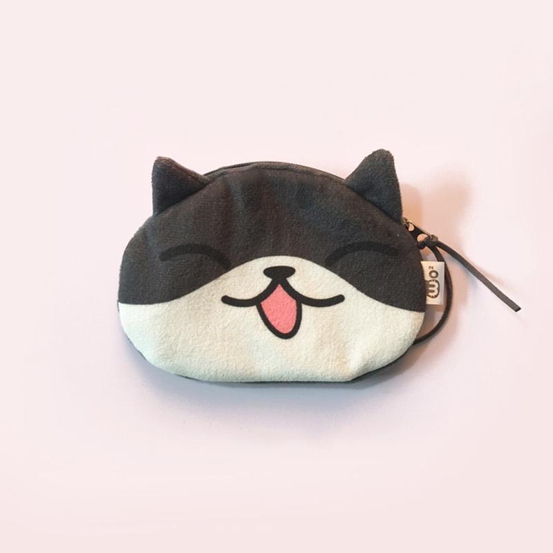 Kawaii Cat Earphone Bags Children Coin Purse Interesting Cat Expression Earphone Data Cable Portable Storage Bag