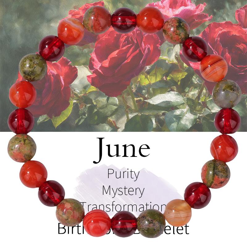 8mm natural stone crystal flower bracelet, peacock stone, birthstone, bead, bracelet, Christmas gift, Stocking stuffers