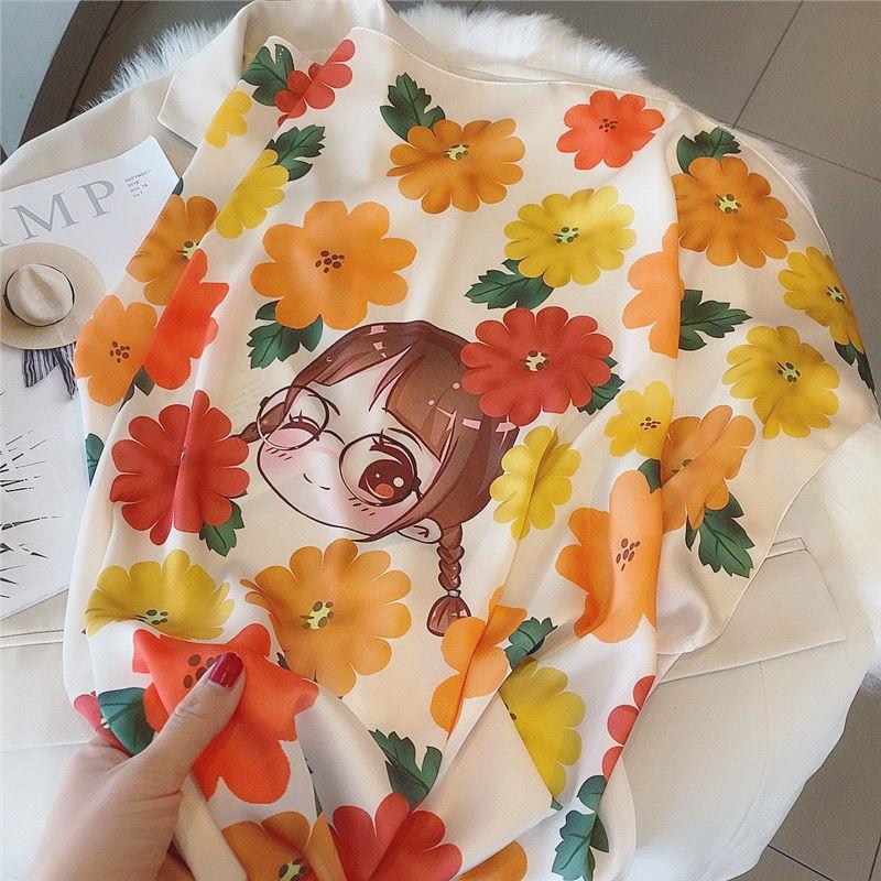 

Women s Silk-like Scarf: Sunflower Small Square Scarf Stylish Vintage Multi-functional as Bag Accessory & Small Necktie