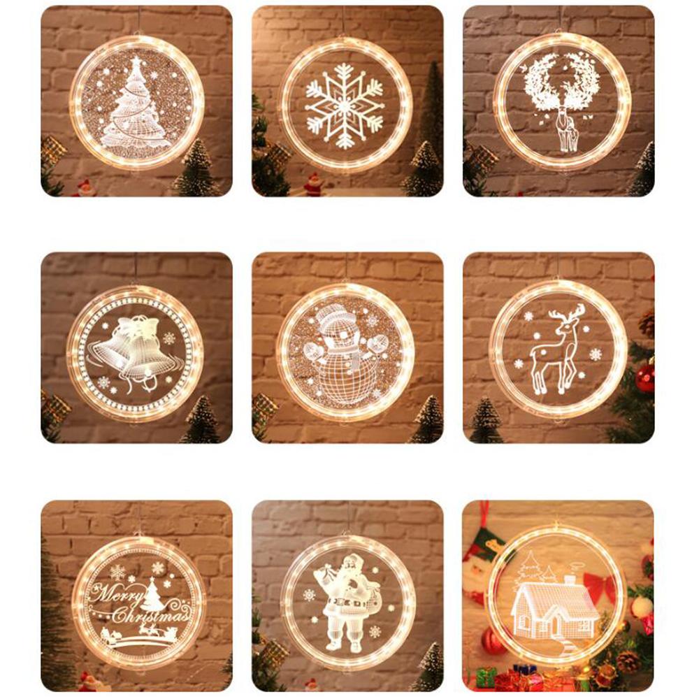 Christmas Lights 3D Hanging Lights Room Decoration Modeling Bedroom Holiday Decoration Window Snowman