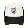 Flamingo Abstract Geometric Print Trucker Hat Unisex Polyester Adjustable Sun Cap for Casual Outdoor Wear