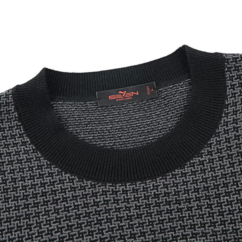 Seven Men's Wool-Blend Jacquard Crew Neck Sweater