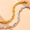 Gold Plated Layered Herringbone Bracelet Dainty Twist Chain Bracelet for Women