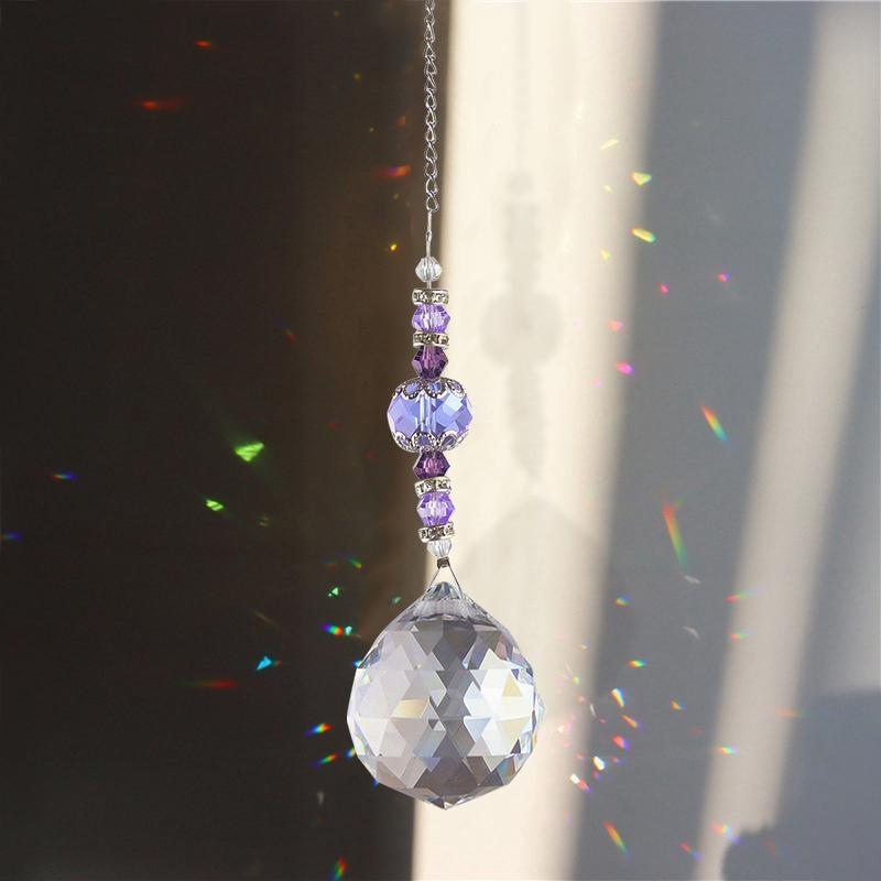 1 Pcs Crystal Chandelier Home Decor Stained Glass Ball Hanging Pendant Light Catcher Reflective Bead Curtain Decoration