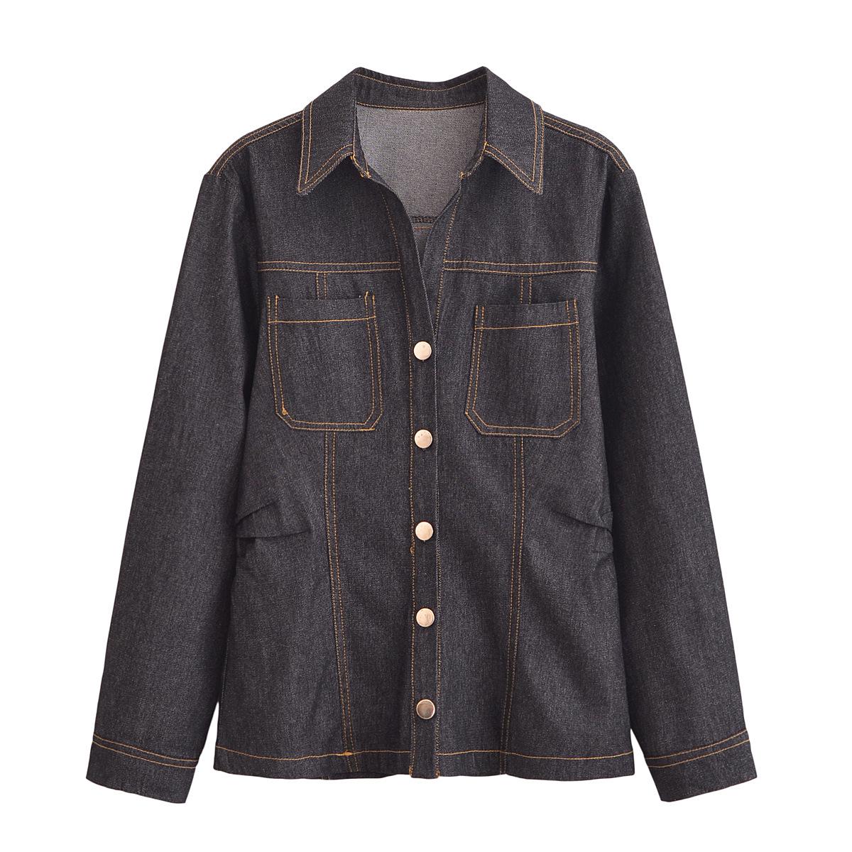 

2025 Весенний женский повседневный джинсовый комплект из рубашки и брюк Large