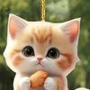 Cat Pendant Car Rearview Mirror Charm Acrylic Kitten Car Interior Decoration Christmas Tree Hanging Decoration for Home Window