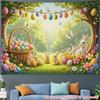 2D Easter Photo Booth Backdrop, Cute Bunnies & Floral Garden Photography Background