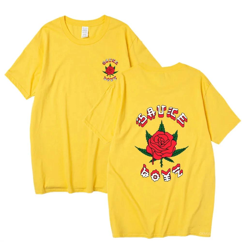 Unisex Rapper Unisex Tshirt Eladio Carrion Print Rose Graphic Hip Hop Top Sauce Boy Music Album Tshirt