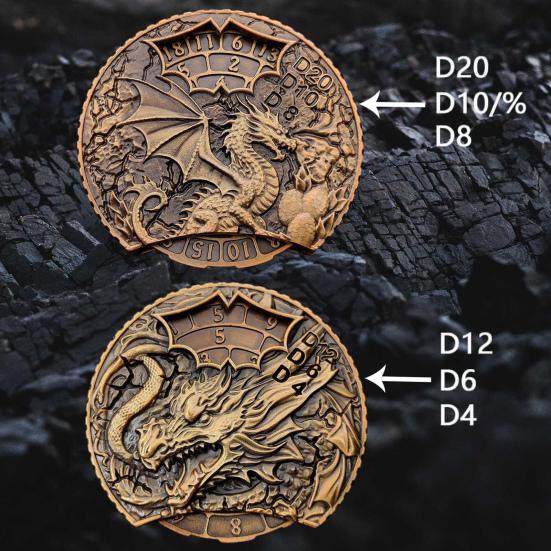 Dragon Roulette Dice Fidget Spinner Heavy Duty Zinc Alloy 7-In-1 Vintage Dragon