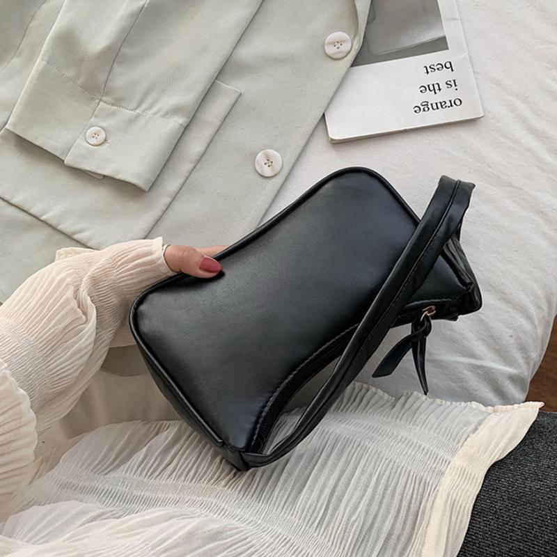 1Pc Retro Bow Forearm Bag, Women's PU Leather Handbag, Outdoor Shopping Fashion Versatile Women's Bag