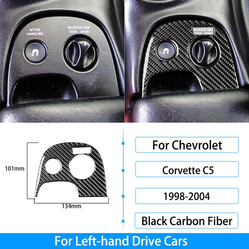 Pentru Chevrolet Corvette C5 1998-2004, fibră de carbon, priză centrală, buton radio, ridicare fereastră, inel pentru chei, decorare pentru capac