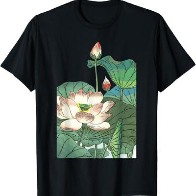 Lily Flowers, Japanese Lily Art, Water Lily Woodblock Print T-Shirt
