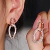 Huitan Double Rings Interlock Design Drop Earrings Brilliant Fashion Novel Jewelry for Wedding Party Gorgeous Women Accessories
