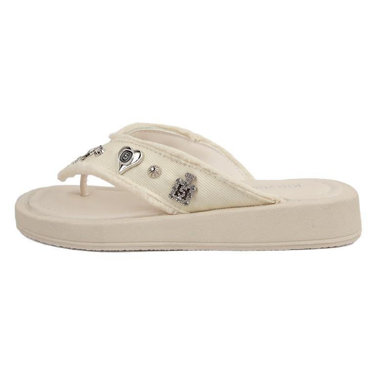 Retro flower platform slippers women's summer new fashion breathable girls flip-flops versatile casual sandals