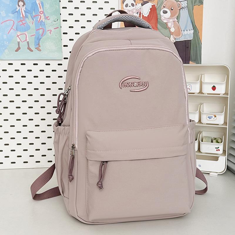 Schoolbag Small Fresh Literary Sense Girl Backpack Middle and High School Students Solid Color Lightweight Versatile Schoolbag Large Capacity Backpack