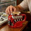 Kaffee-Reisebecher Mechanischer Becher Edelstahl Motor Reisebecher für Kaffee für Männer Autoenthusiasten Valentinstag Geburtstag