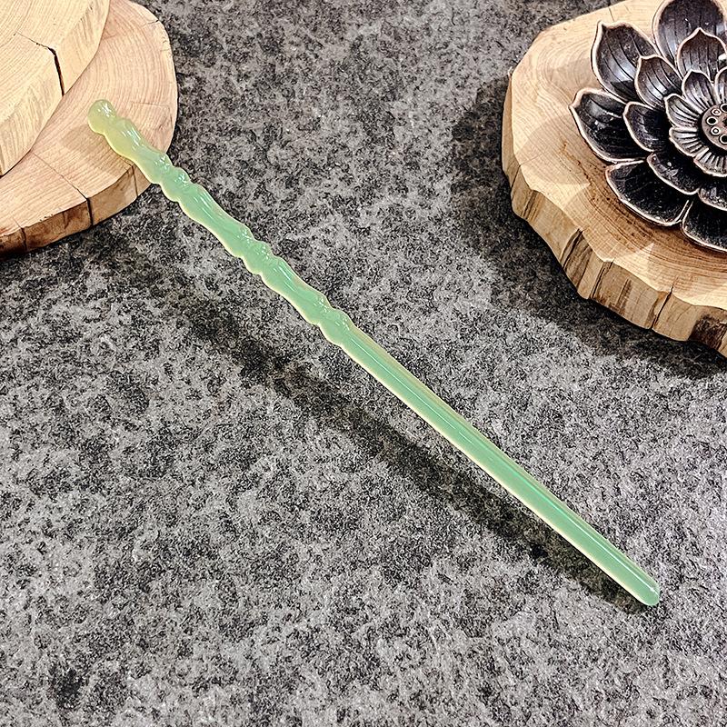 Imitation Jade Ancient Wind Hairpin Daily Hair Coiffure Hanfu Bamboo Xiangyun Cheongsam Hair Pulling Pill Head Multicolor Hairpin