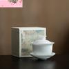 140ml Iced Jade Wihte Porcelain Gaiwan Luxury Brewing Tea Sancai Tea Tureen Household Tea Making Cover Bowl for Tea Ornaments