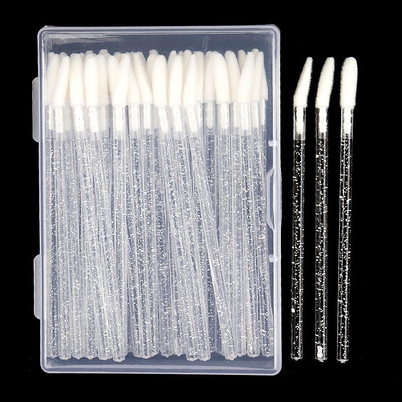 50 Stück Nylon Lippenpinsel Make-up Werkzeuge mit Kristallgriff