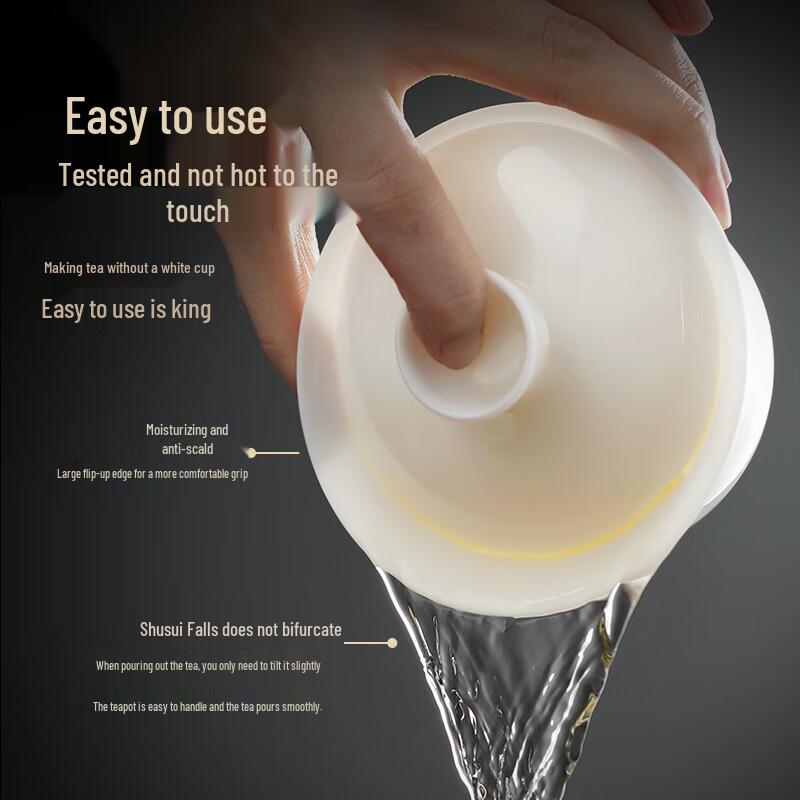 Buzhuo White Porcelain SanCai Gaiwan Tea Set