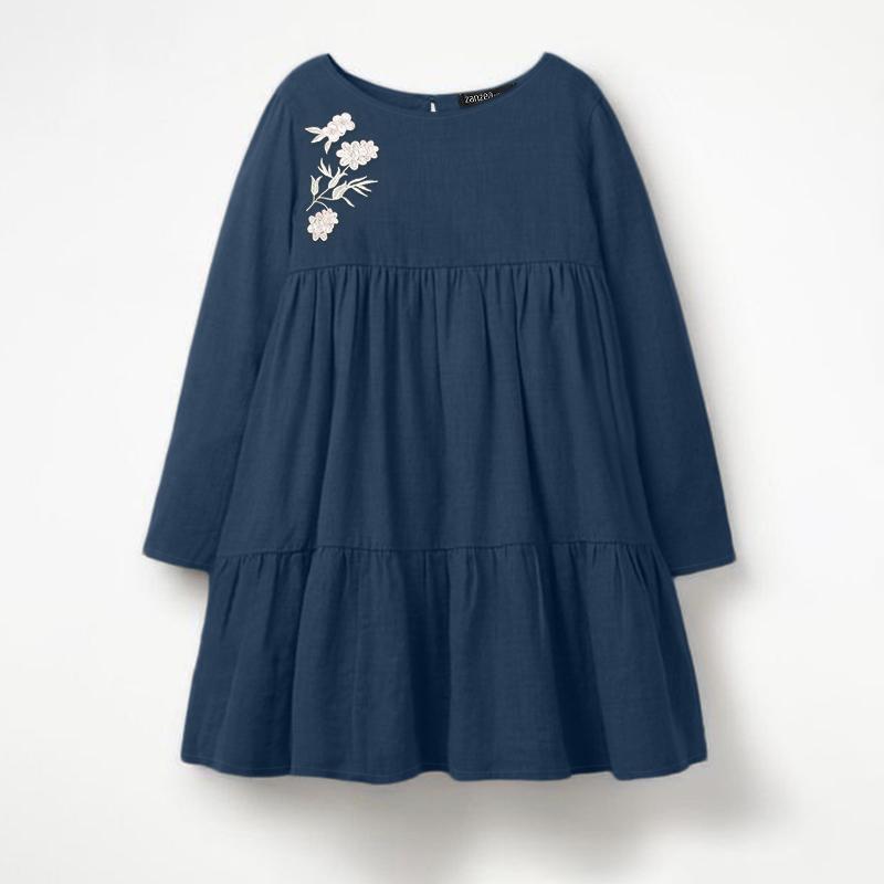 

ZANZEA Женские осенние блузки с круглым вырезом и рукавом 3/4 с принтом XL