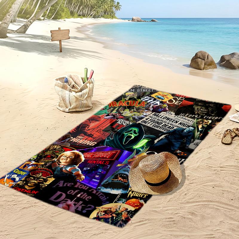 horror movie characters Printed Quick Dry Beach Towel Super Absorbent Soft Lightweight Bath Towel for Pool Summer Travel