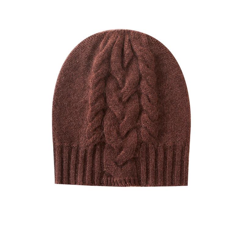 Cashmere 2025 Autumn/Winter Women's High-End Cable Knit Thick Warm Fashion Hat