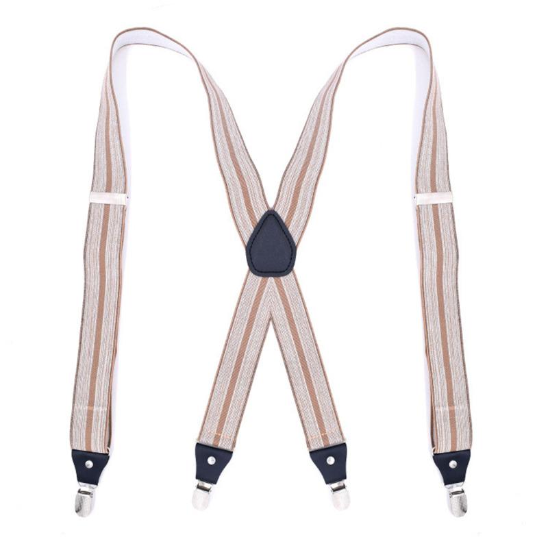 35/25/20mm Wide Men Suspenders High Elastic Adjustable 4 Strong Clips Suspender Heavy Duty X Back Trousers Braces