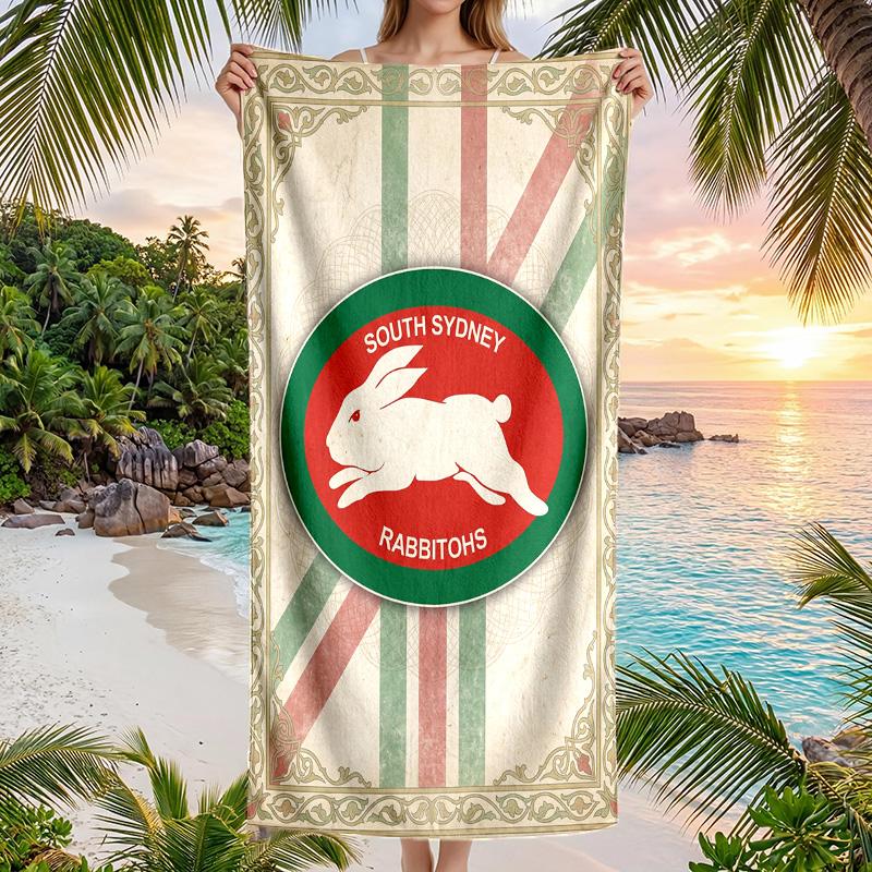 South Sydney Rabbitohs Fashion Beach Towel Portable Soft Quick Dry Towel For Swimming Camping Holiday Use