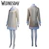 Enid Sinclair Hvit Kjole Cosplay Kostyme Addams Halloween Antrekk