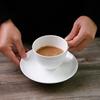 Simple Bone China Coffee Cup and Saucer Pure White Creative Ceramic Coffee Cup Flower Tea Cup Household 150ml Milk Cup Water Cup