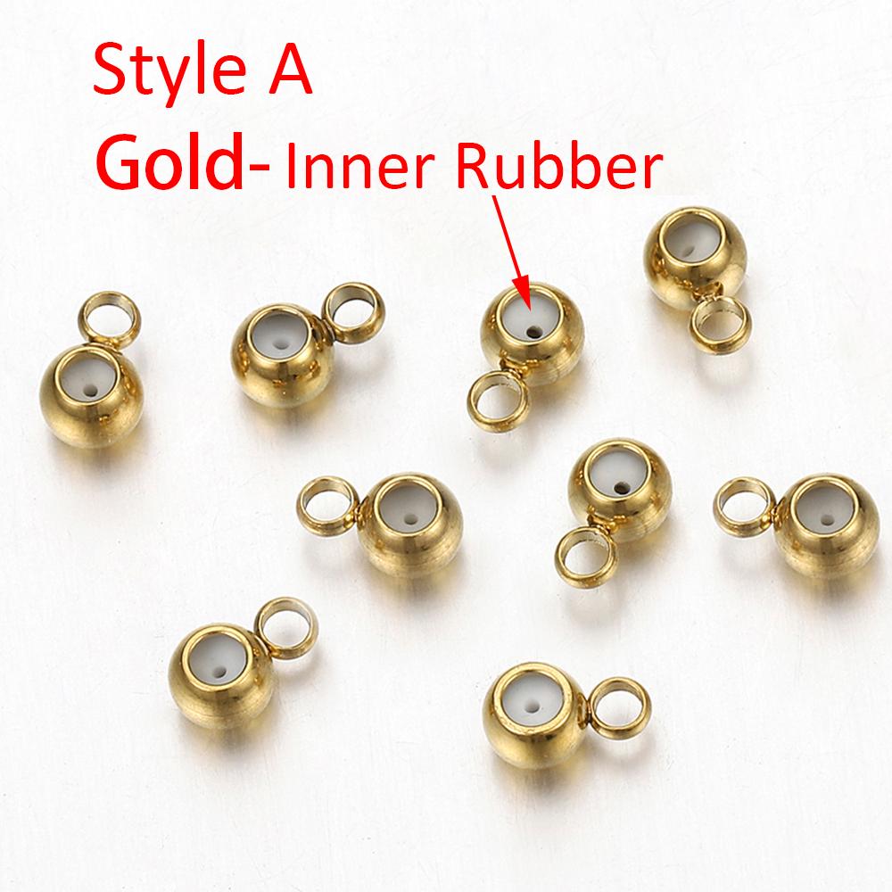 20pcs Stainless Steel Stopper Beads for Earring Necklace Bracelet Jewelry Making DIY Gold Bail Bead Hanger Rings Rubber Beads
