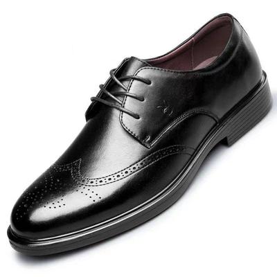 Men's Shoes 2025 Summer Business Dress Leather Shoes British Style Breathable Soft Sole Carved Brock Shoes Large Size Increase