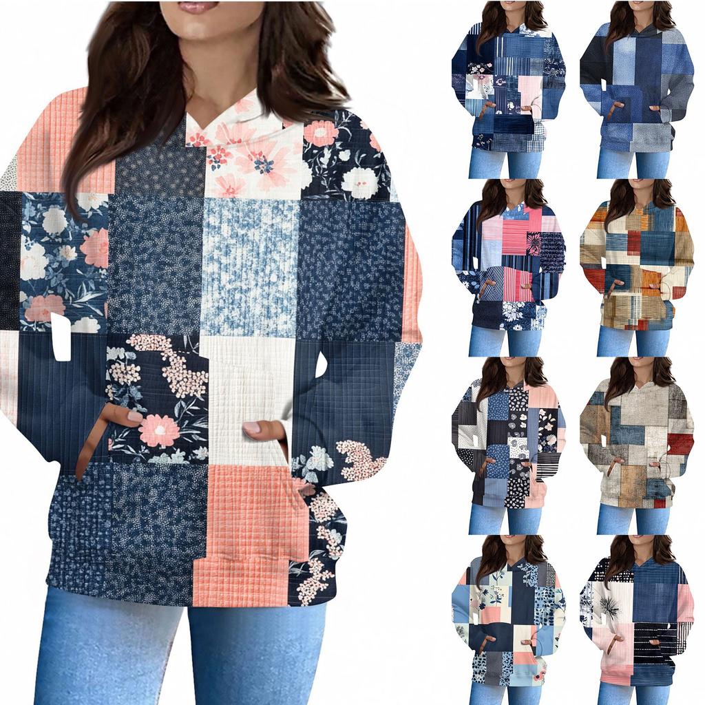 Women's Fashion Daily  Casual V-Neck Long Sleeve Printed Top