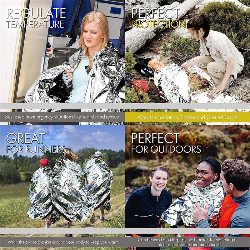 1/5Pcs Outdoor Emergency Gold-Sliver Survival Blanket First Aid Rescue Curtain Foil Thermal Windproof Waterproof Blanket