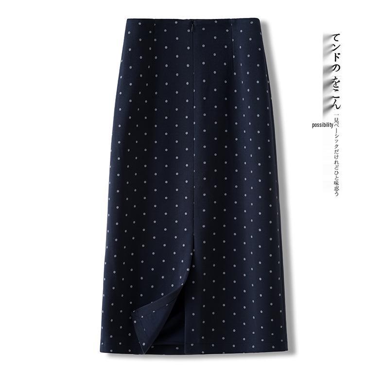 Polka Dot Woolen Mid-Length A-Line Pencil Skirt - Autumn Winter 2025 Collection
