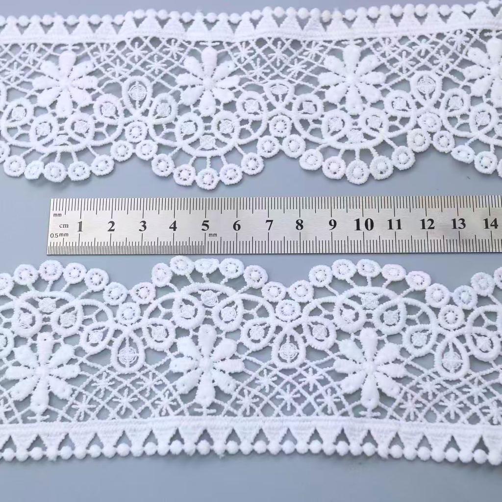 6.5Cm Unilateral Wave Hollow Embroidery Milk Silk Water Soluble Embroidery Lace Curtain Skirt Accessories