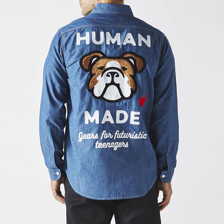 HUMAN MADE Shirts Unisex Blue Lapel Moderate Shirt HM22SH005